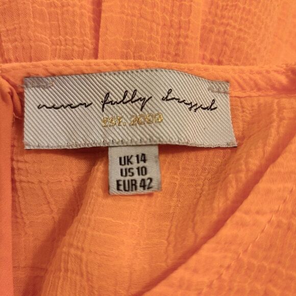 Never Fully Dressed Abigail Dress Neon Orange Chiffon Size 10 - Picture 8 of 12